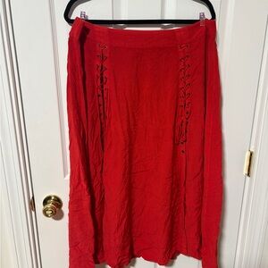 HolyClothing Red Lace-Up A-Line Over Skirt